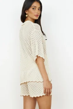 Shirts|Cropped>Hello Molly Slow Down Time Shirt Beige