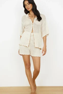 Shorts>Hello Molly Slow Down Time Shorts Beige
