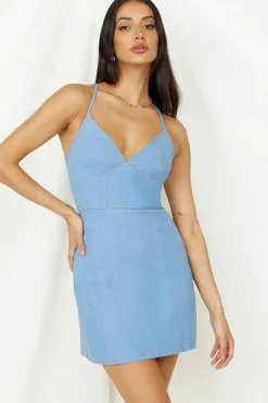 Casual Dresses|Mini Dresses>Hello Molly Small Town Dress Light Denim