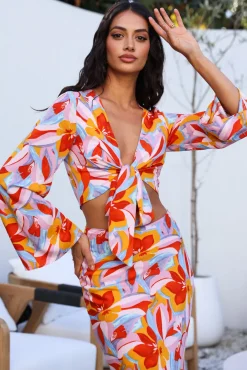 Long Sleeve|Cropped>Hello Molly Smells Like Summer Long Sleeve Crop Top Orange