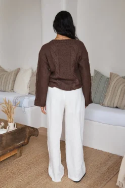 Jumpers|Cropped>SNDYS Ana Cable Knit Jumper Mocha