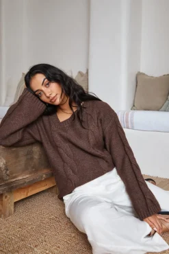 Jumpers|Cropped>SNDYS Ana Cable Knit Jumper Mocha