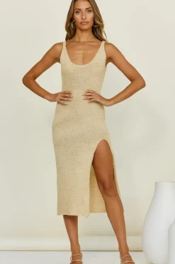 Spring Break Dresses|Casual Dresses>SNDYS Breeze Knit Midi Dress Sand