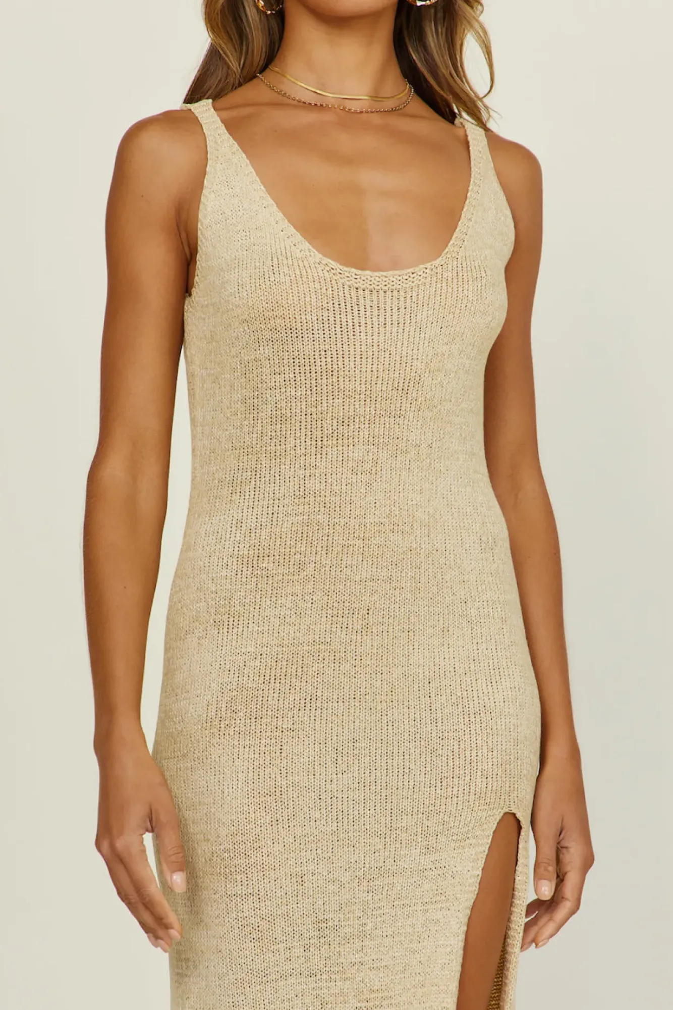 Spring Break Dresses|Casual Dresses>SNDYS Breeze Knit Midi Dress Sand