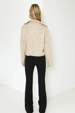 Jumpers|Long Sleeve>SNDYS Jax Crop Jumper Beige