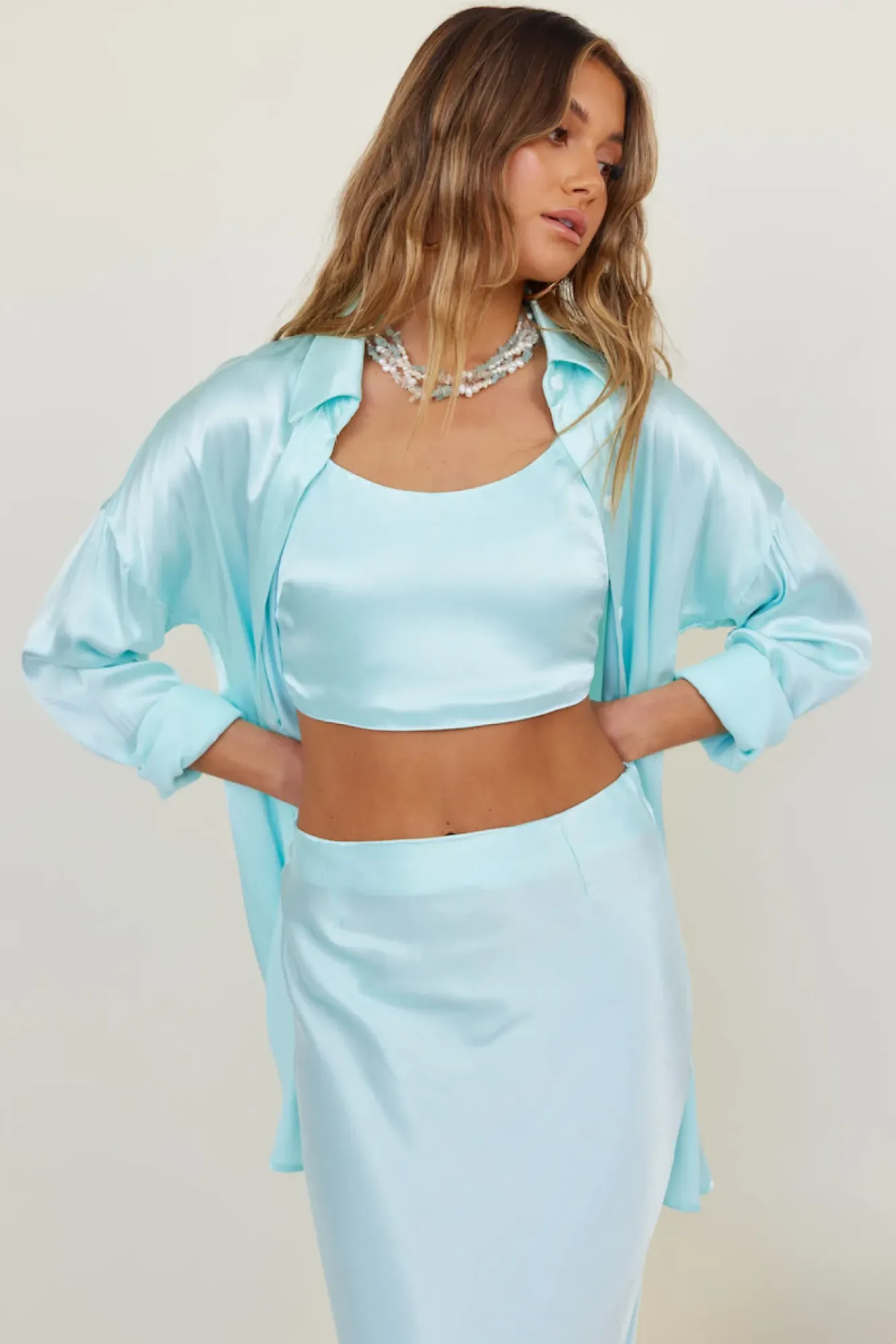 Long Sleeve Dresses|Mini Dresses>SNDYS Mystic Shirt Dress Sky
