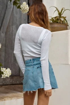 Long Sleeve|Cropped>SNDYS Sloane Top White
