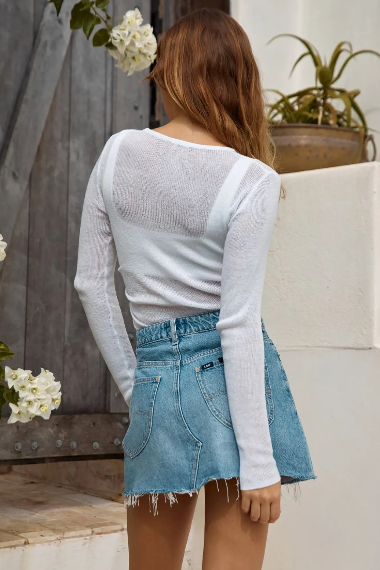 Long Sleeve|Cropped>SNDYS Sloane Top White