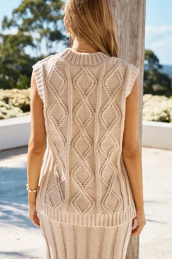Skirt And Top Sets>Hello Molly Snowing Outside Knit Set Beige