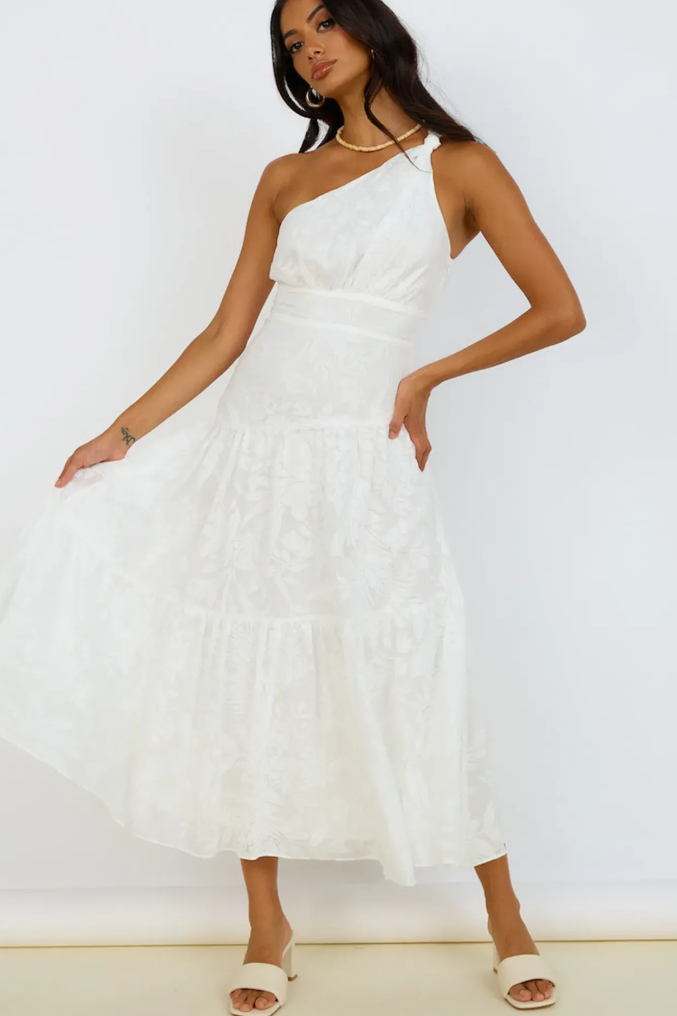 Summer Dresses|Floral Dresses>Hello Molly Snowy Mountain Maxi Dress White