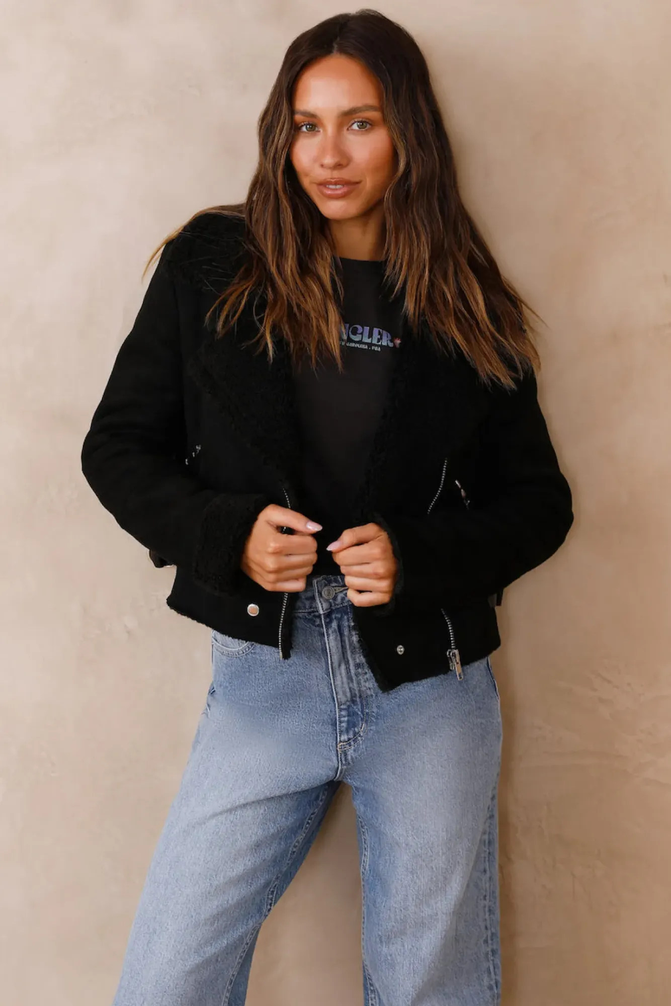 Jackets|Long Sleeve>Hello Molly Snowy Mountains Jackets Black