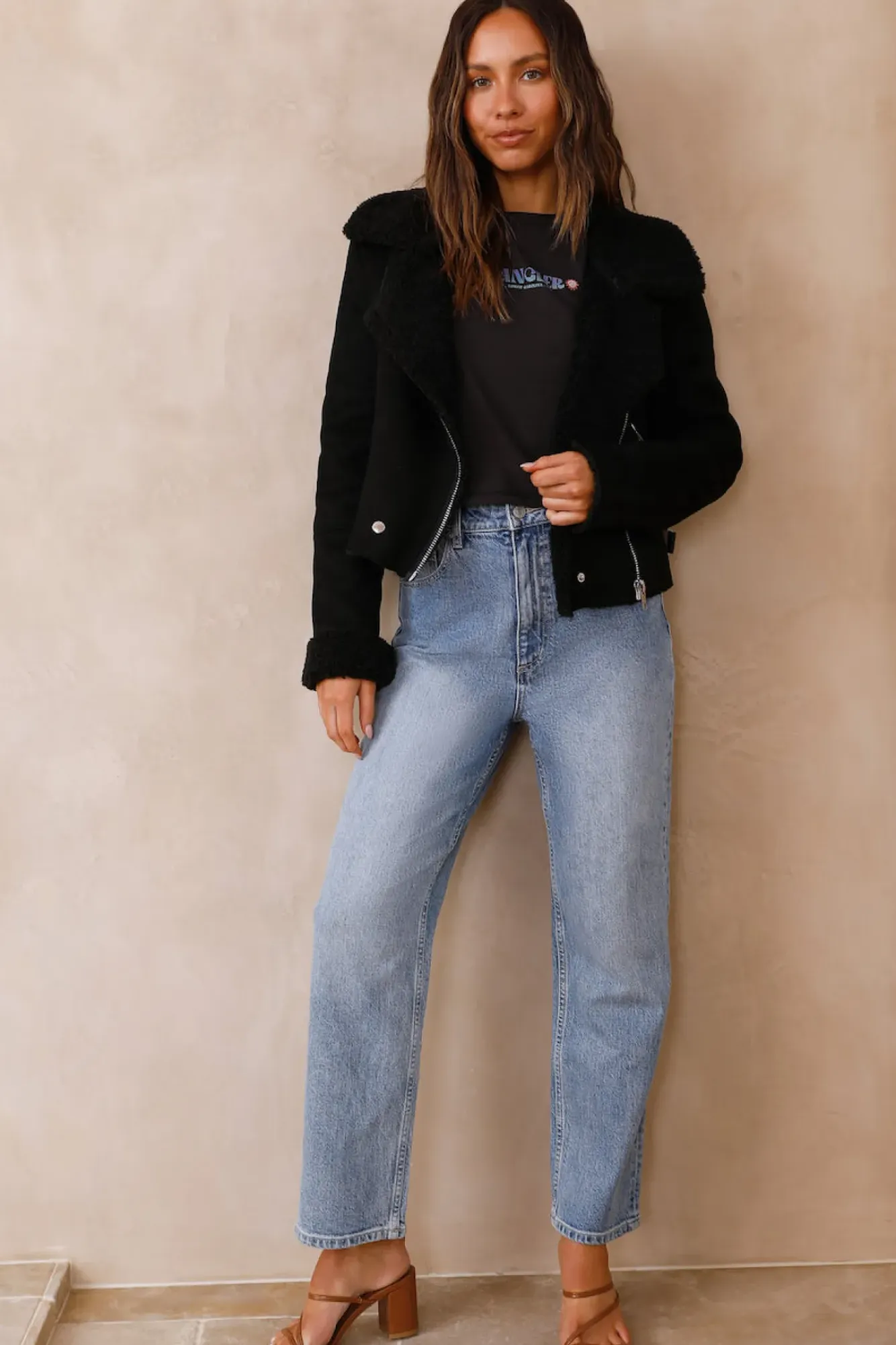 Jackets|Long Sleeve>Hello Molly Snowy Mountains Jackets Black