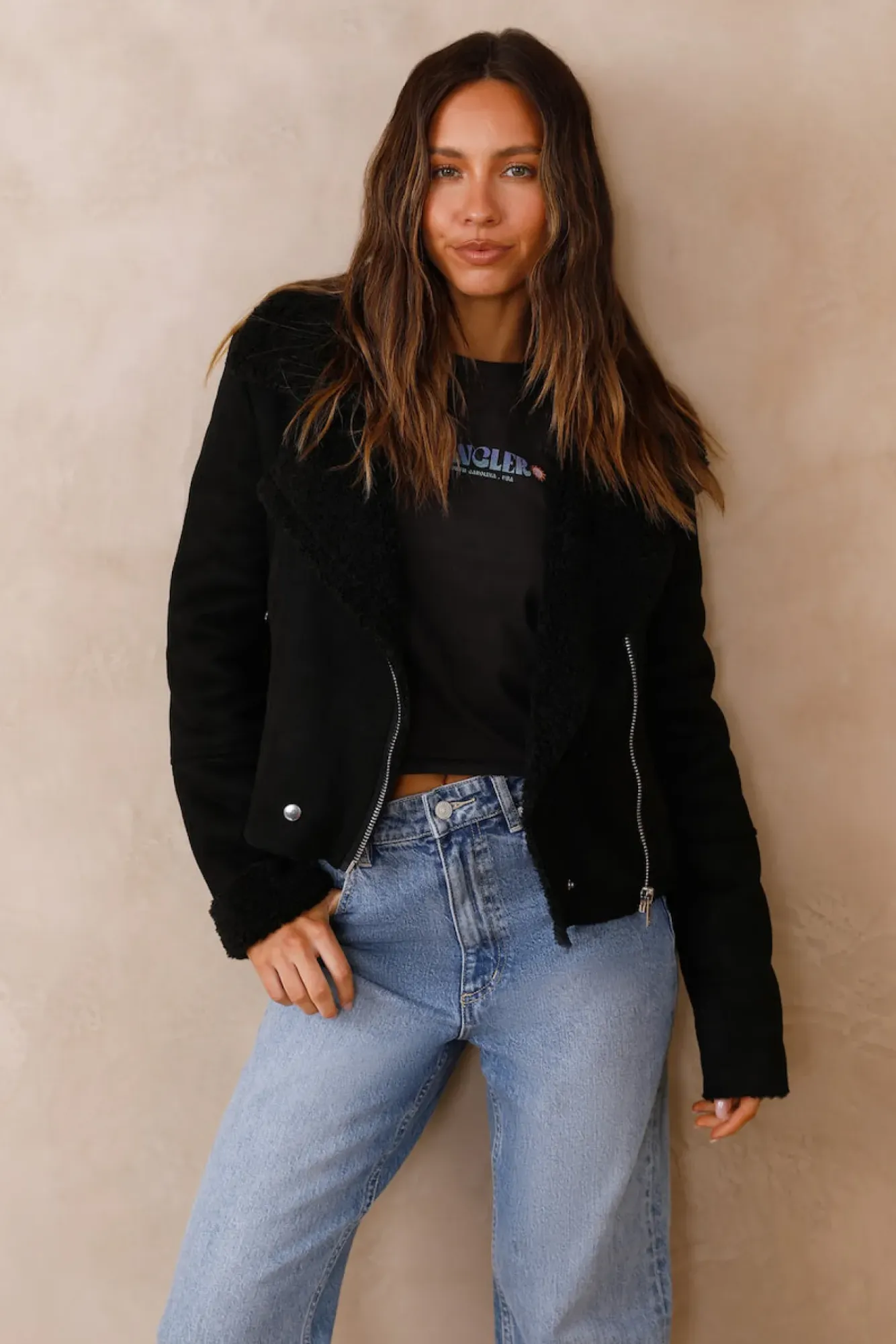 Jackets|Long Sleeve>Hello Molly Snowy Mountains Jackets Black