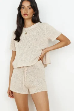Two-Piece Shorts Set>Hello Molly Snuggle Up Set Beige