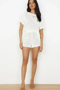Two-Piece Shorts Set>Hello Molly Snuggle Up Set White