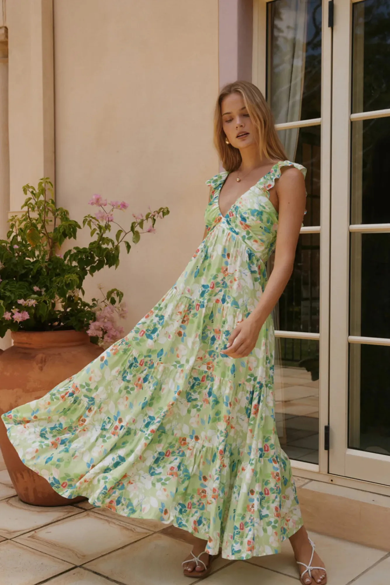Wedding Guest Dresses|Vacation Dresses>Hello Molly Softly Blooming Maxi Dress Green