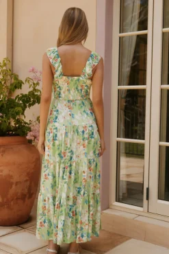 Wedding Guest Dresses|Vacation Dresses>Hello Molly Softly Blooming Maxi Dress Green