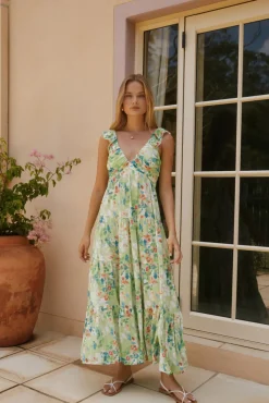 Wedding Guest Dresses|Vacation Dresses>Hello Molly Softly Blooming Maxi Dress Green