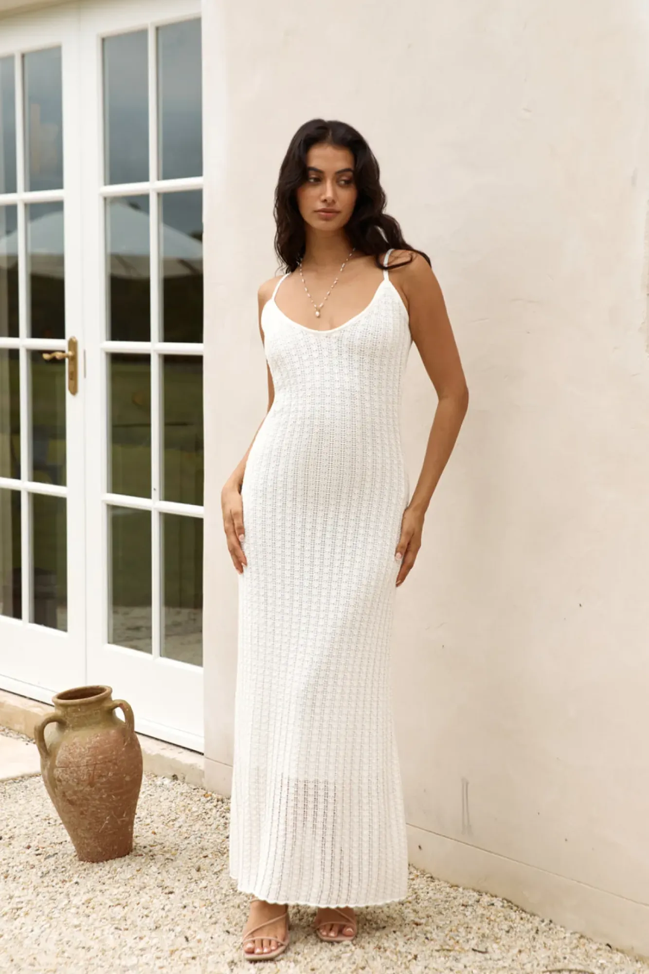 Vacation Dresses|Spring Break Dresses>Hello Molly Soft Sand Knit Maxi Dress White