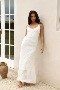 Vacation Dresses|Spring Break Dresses>Hello Molly Soft Sand Knit Maxi Dress White