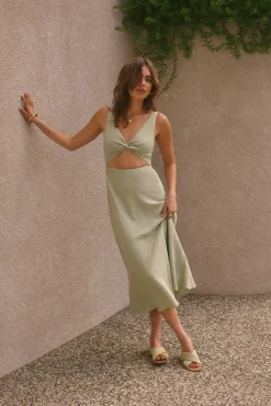 Vacation Dresses|Brunch Dresses>Hello Molly Soft Silhouette Maxi Dress Sage