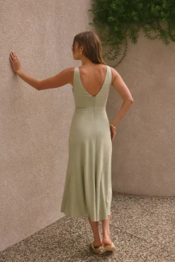 Vacation Dresses|Brunch Dresses>Hello Molly Soft Silhouette Maxi Dress Sage