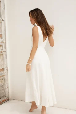 Vacation Dresses|Brunch Dresses>Hello Molly Soft Silhouette Maxi Dress White