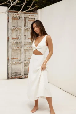 Vacation Dresses|Brunch Dresses>Hello Molly Soft Silhouette Maxi Dress White