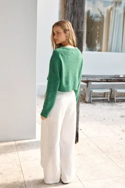 Cardigans|Long Sleeve>Hello Molly Soft Touch Wool Blend Cardigan Green