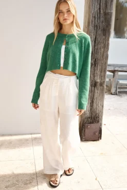 Cardigans|Long Sleeve>Hello Molly Soft Touch Wool Blend Cardigan Green