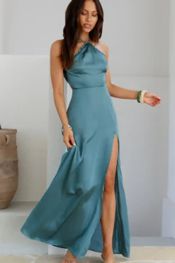 Wedding Guest Dresses|Formal Dresses>Hello Molly Soiree Style Satin Maxi Dress Sage
