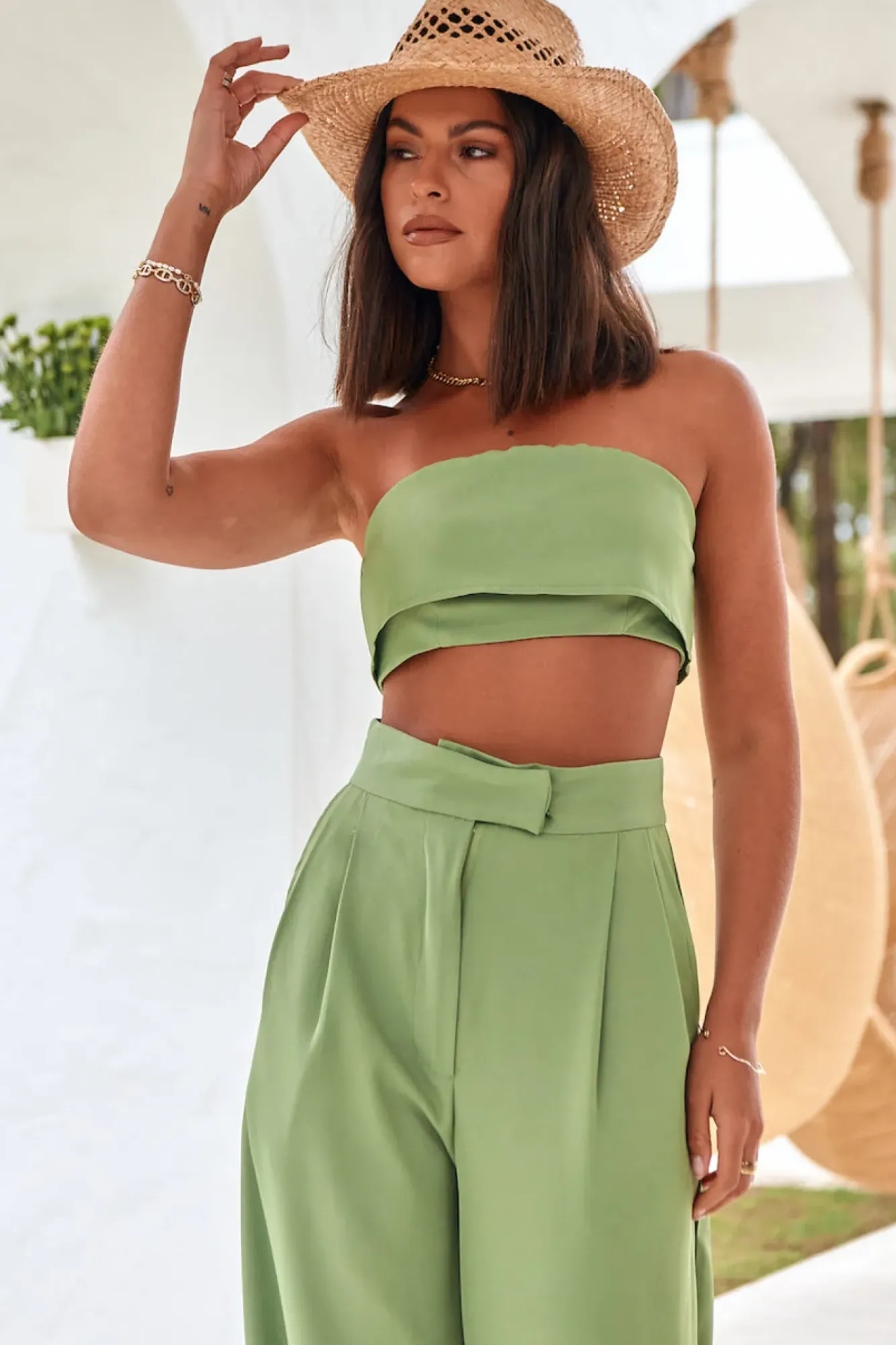 Cropped>Hello Molly Solaris Crop Top Green