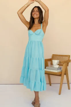 Spring Break Dresses|Brunch Dresses>Hello Molly Somebody New Midi Dress Blue