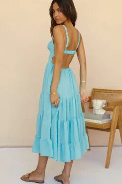Spring Break Dresses|Brunch Dresses>Hello Molly Somebody New Midi Dress Blue