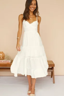 Spring Break Dresses|Bump Friendly>Hello Molly Somebody New Midi Dress White