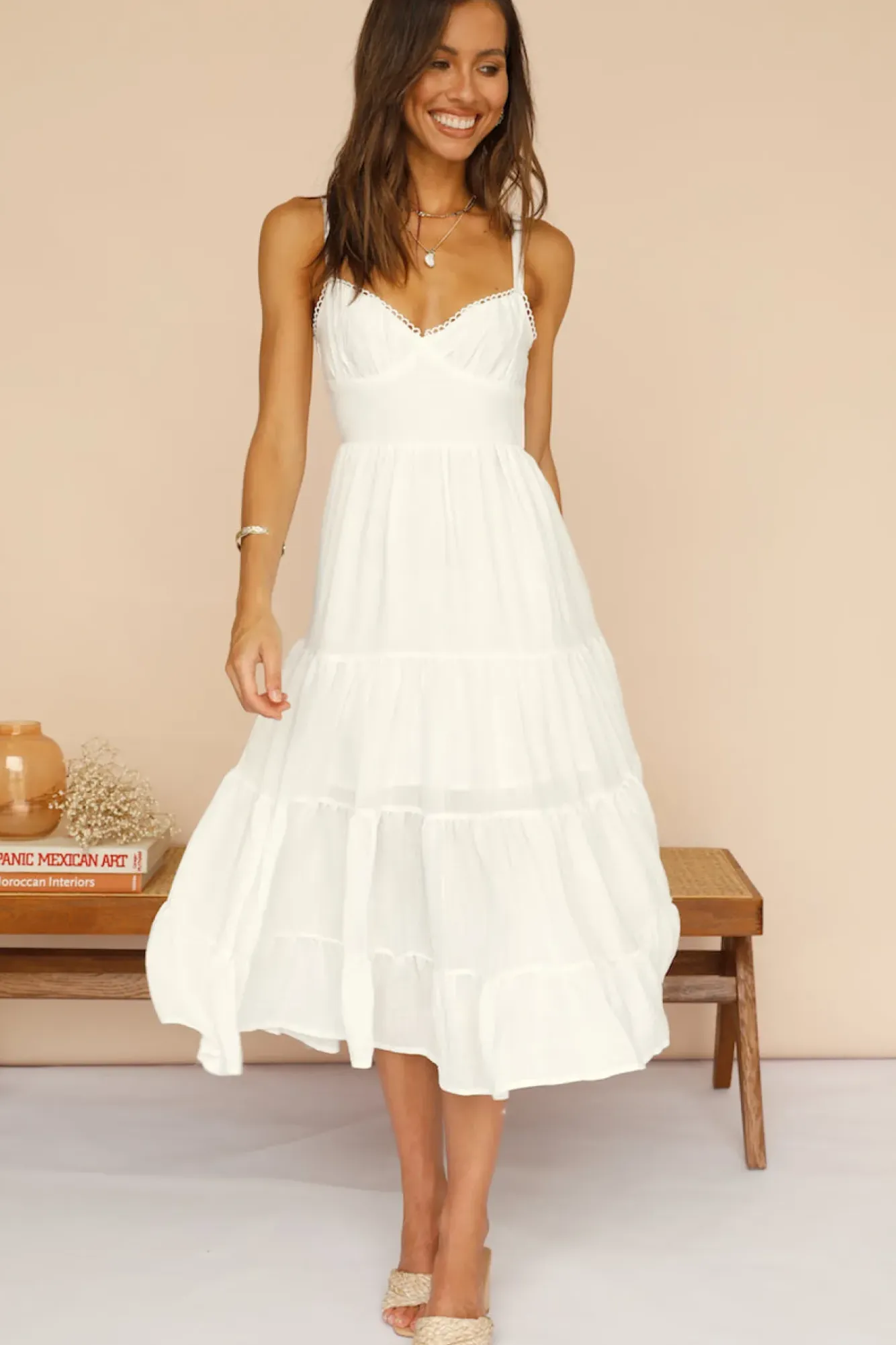 Spring Break Dresses|Bump Friendly>Hello Molly Somebody New Midi Dress White