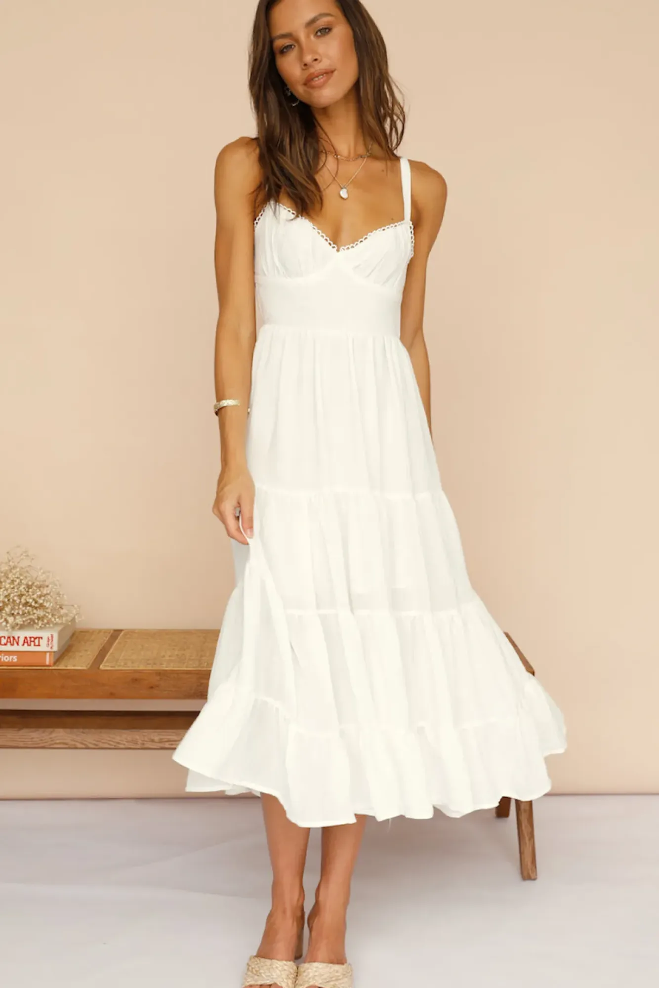 Spring Break Dresses|Bump Friendly>Hello Molly Somebody New Midi Dress White