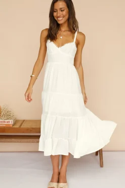 Spring Break Dresses|Bump Friendly>Hello Molly Somebody New Midi Dress White