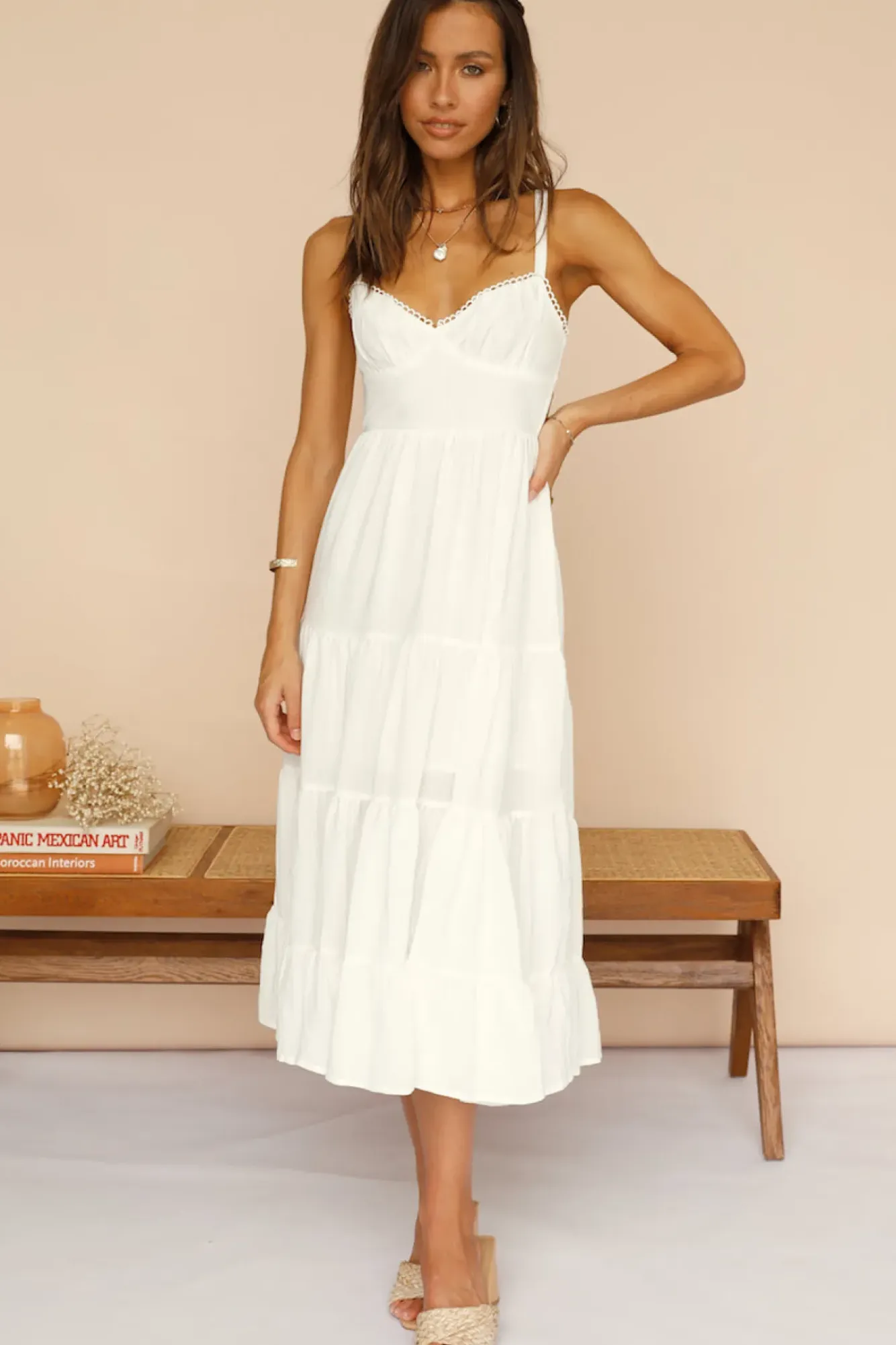 Spring Break Dresses|Bump Friendly>Hello Molly Somebody New Midi Dress White