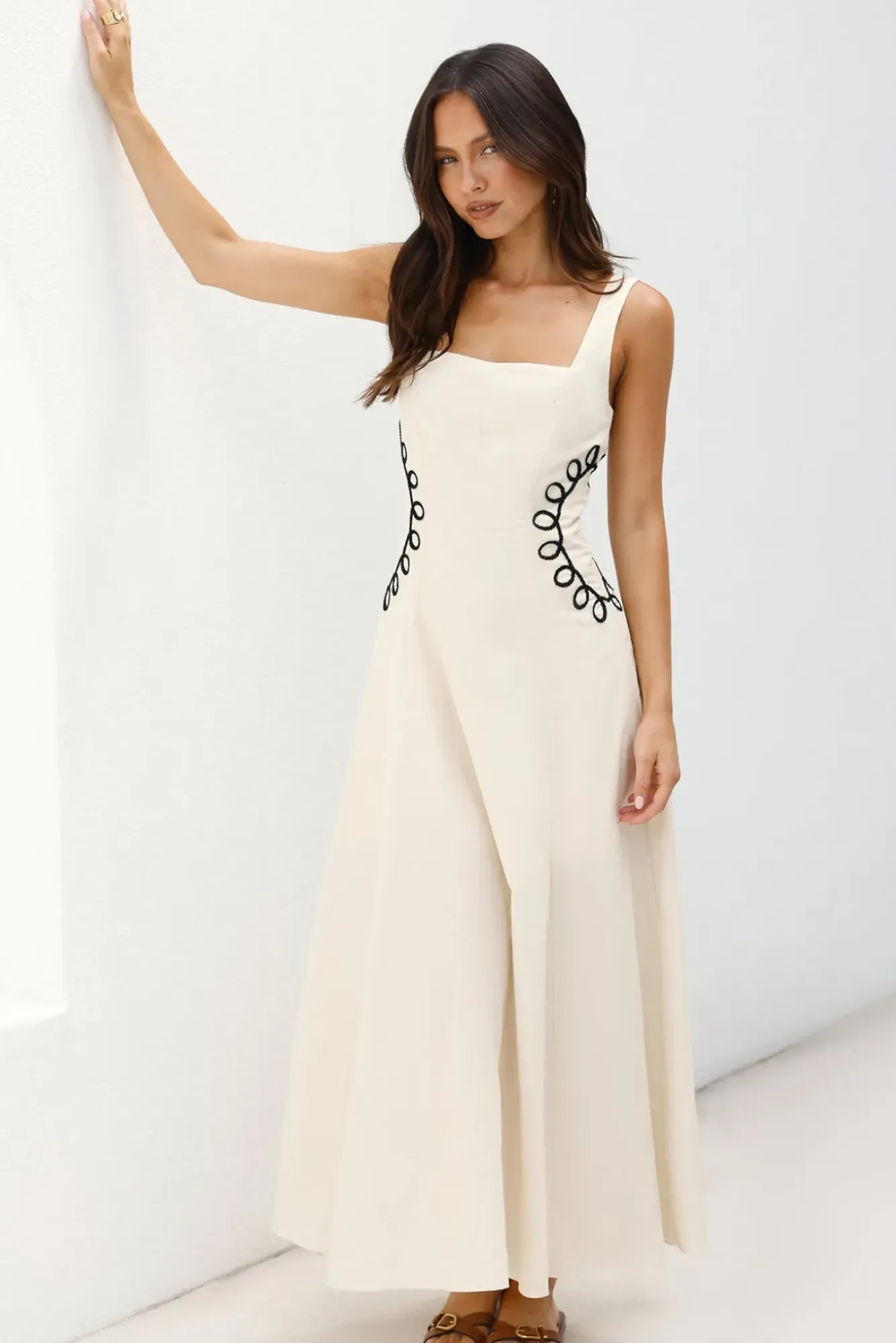 Vacation Dresses|Flowy Dresses>Hello Molly Sonora Sun Maxi Dress Beige