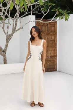 Vacation Dresses|Flowy Dresses>Hello Molly Sonora Sun Maxi Dress Beige