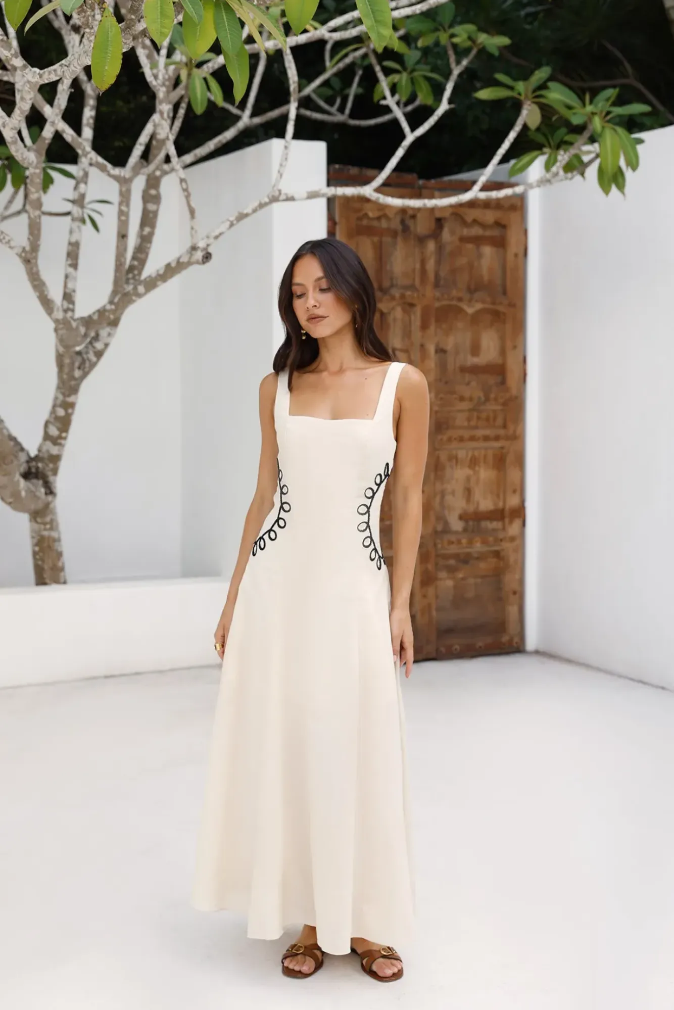Vacation Dresses|Flowy Dresses>Hello Molly Sonora Sun Maxi Dress Beige