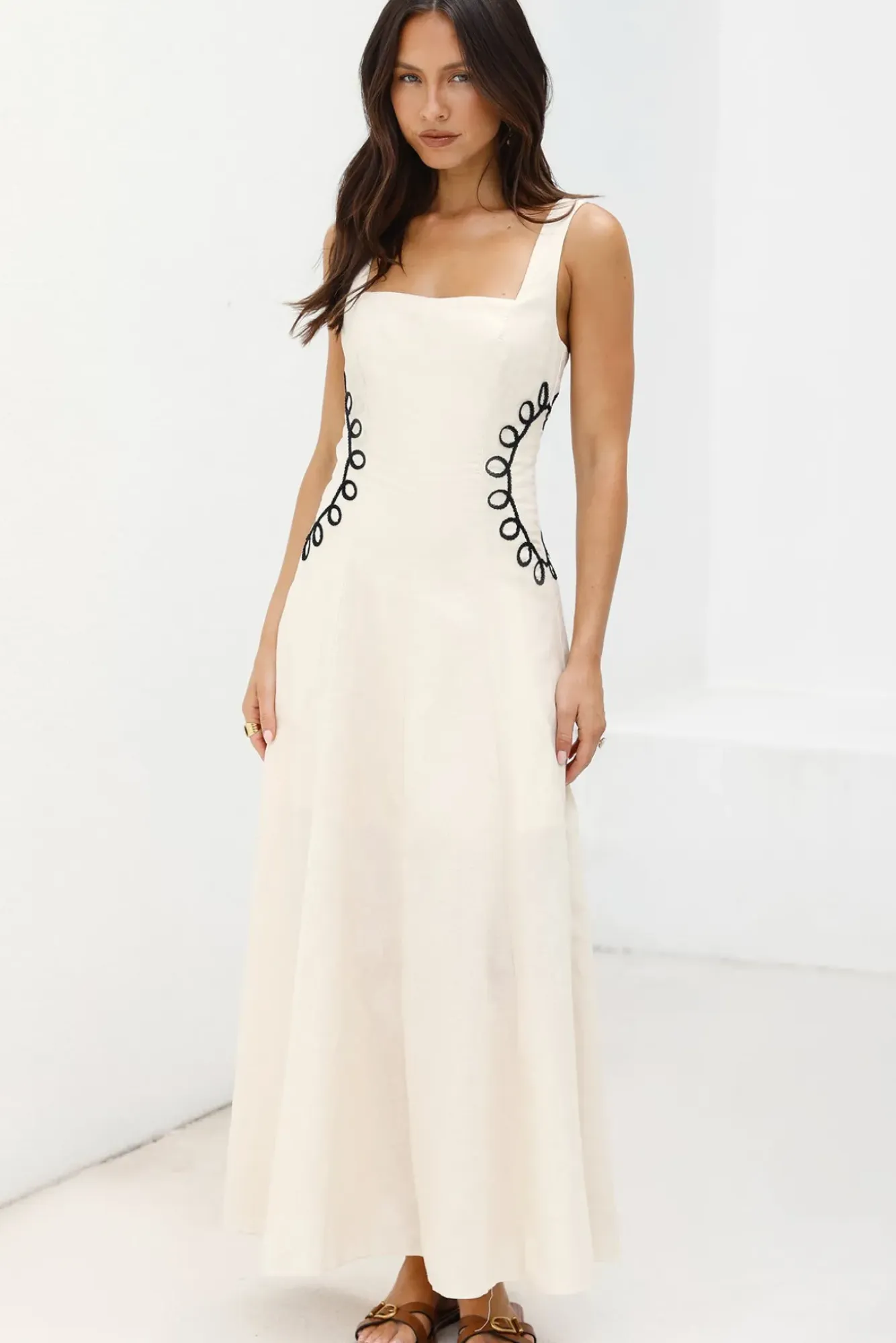 Vacation Dresses|Flowy Dresses>Hello Molly Sonora Sun Maxi Dress Beige