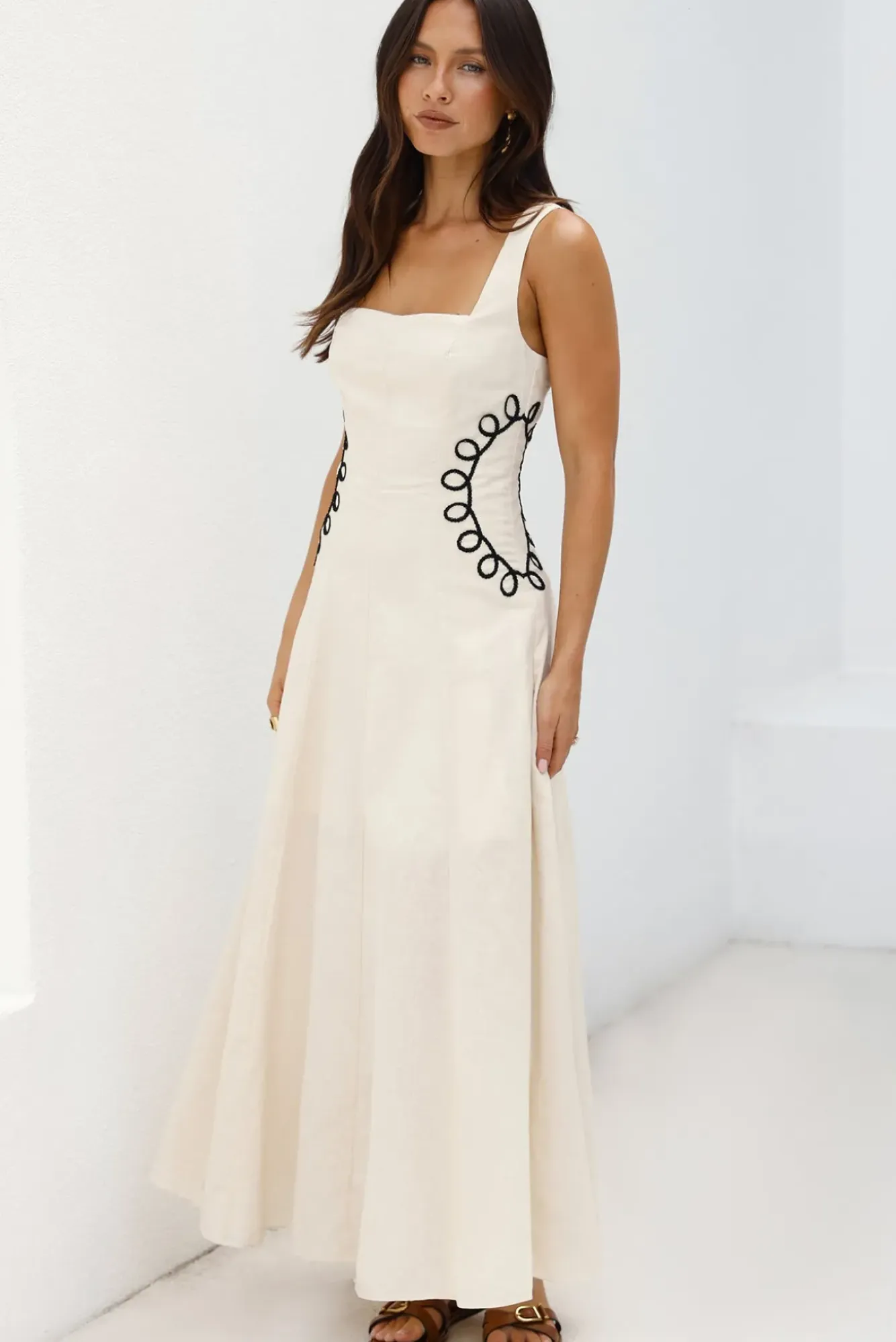 Vacation Dresses|Flowy Dresses>Hello Molly Sonora Sun Maxi Dress Beige