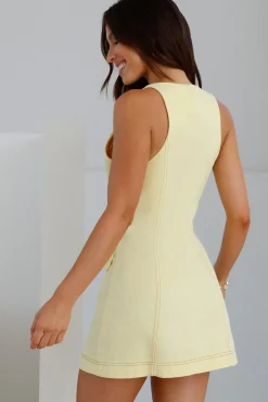 Vacation Dresses|Date Night Dresses>Hello Molly Soothing Dawn Mini Dress Yellow