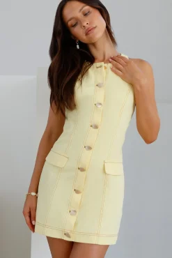 Vacation Dresses|Date Night Dresses>Hello Molly Soothing Dawn Mini Dress Yellow