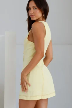 Vacation Dresses|Date Night Dresses>Hello Molly Soothing Dawn Mini Dress Yellow