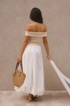 Cocktail Dresses|Summer Dresses>Hello Molly Sophisticated Nights Bubble Hem Maxi Dress White