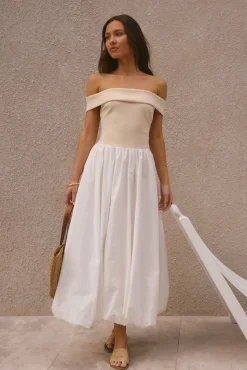 Cocktail Dresses|Summer Dresses>Hello Molly Sophisticated Nights Bubble Hem Maxi Dress White