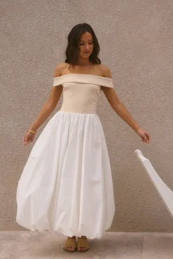 Cocktail Dresses|Summer Dresses>Hello Molly Sophisticated Nights Bubble Hem Maxi Dress White